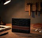 Executive Croc-Embossed Cow Leather Slim Bifold Wallet