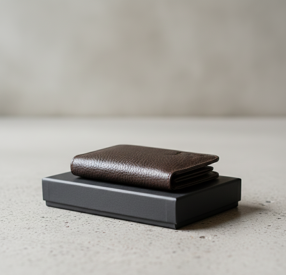 Minimalist Genuine Cow Leather Slim Bifold Wallet