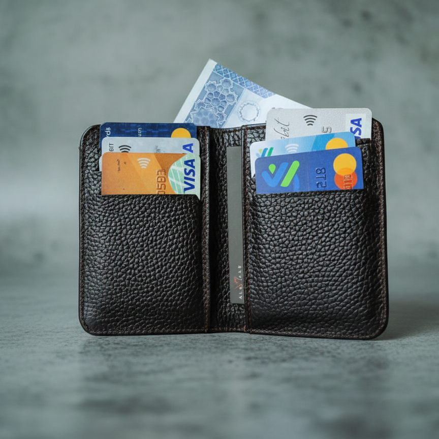 Minimalist Genuine Cow Leather Slim Bifold Wallet