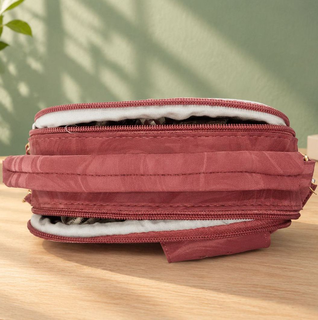 Trendy Pink Marble-Textured Mini Crossbody Bag