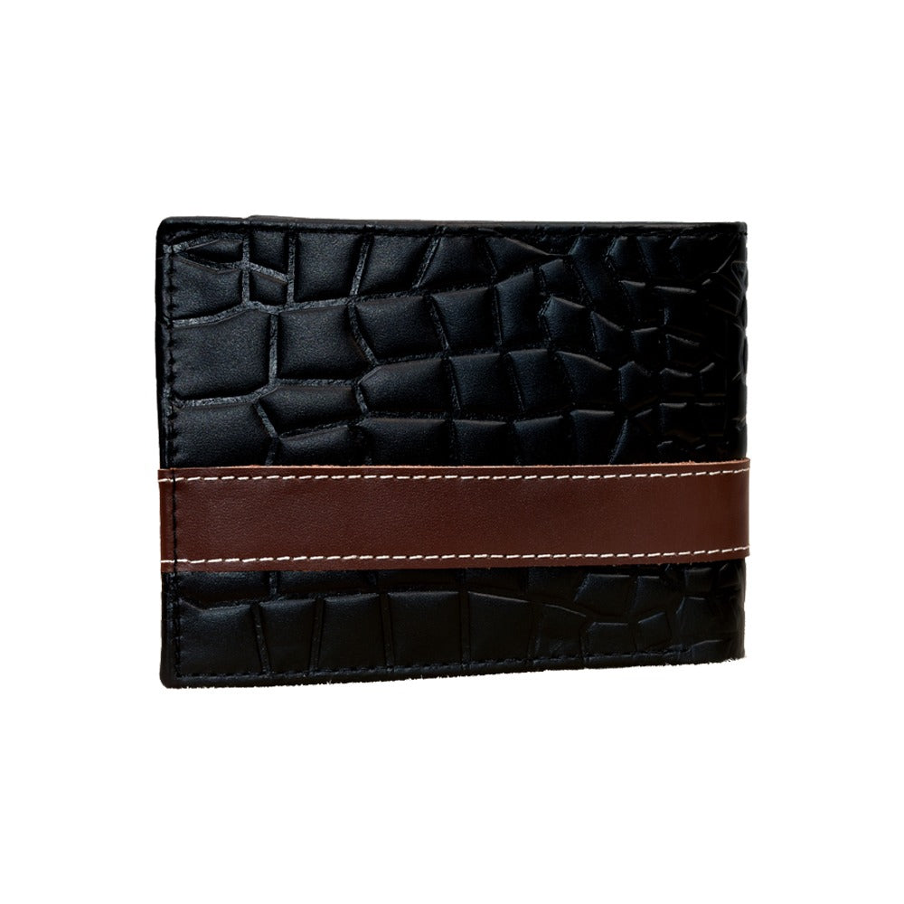 Executive Croc-Embossed Cow Leather Slim Bifold Wallet